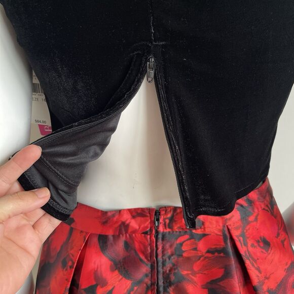 BCX Big Girls Size 16 2pc Scalloped Velvet Top & Floral Bubble Skirt Set Holiday - Picture 8 of 10